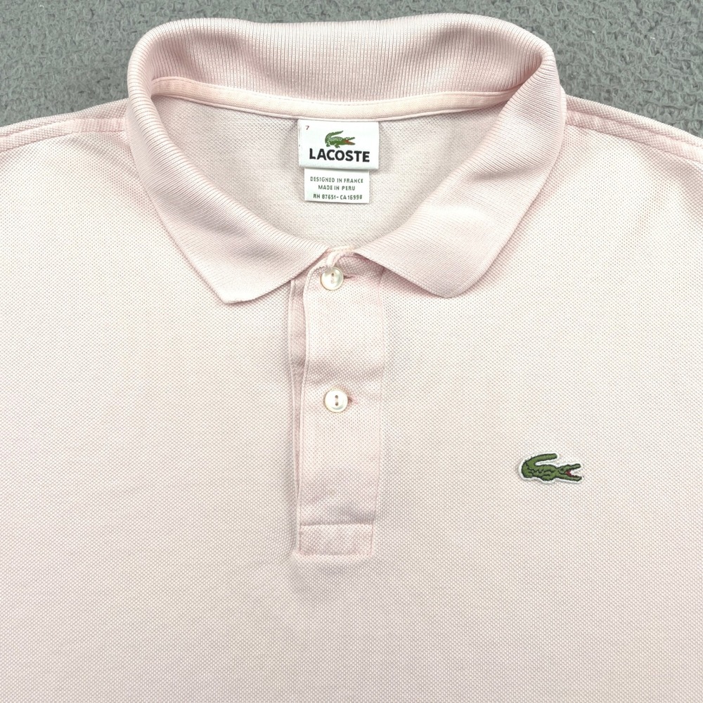 Lacoste Polo Shirt Mens 7 Pink Pique Short Sleeve Classic Fit Logo 5191L